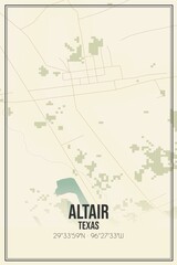Retro US city map of Altair, Texas. Vintage street map.