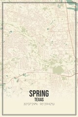Obraz premium Retro US city map of Spring, Texas. Vintage street map.