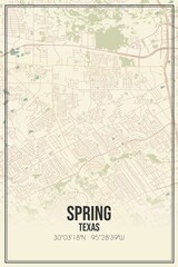 Retro US city map of Spring, Texas. Vintage street map.