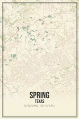 Fototapeta na wymiar Retro US city map of Spring, Texas. Vintage street map.