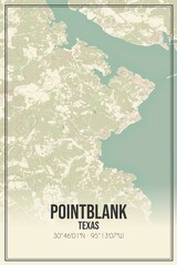 Retro US city map of Pointblank, Texas. Vintage street map.
