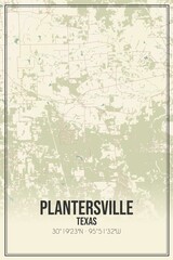 Fototapeta premium Retro US city map of Plantersville, Texas. Vintage street map.