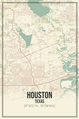 Fototapeta na wymiar Retro US city map of Houston, Texas. Vintage street map.
