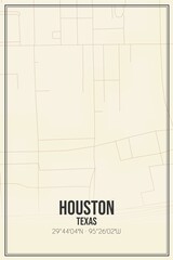 Retro US city map of Houston, Texas. Vintage street map.