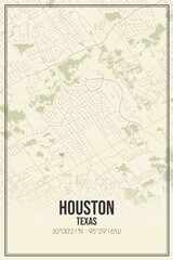 Retro US city map of Houston, Texas. Vintage street map.