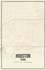 Retro US city map of Houston, Texas. Vintage street map.