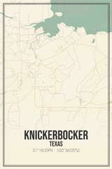 Retro US city map of Knickerbocker, Texas. Vintage street map.