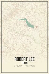 Retro US city map of Robert Lee, Texas. Vintage street map.