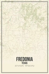 Retro US city map of Fredonia, Texas. Vintage street map.