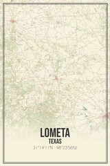 Retro US city map of Lometa, Texas. Vintage street map.