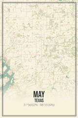 Retro US city map of May, Texas. Vintage street map.