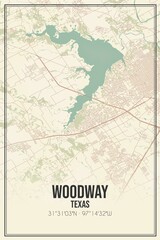 Fototapeta na wymiar Retro US city map of Woodway, Texas. Vintage street map.