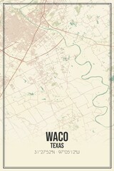 Retro US city map of Waco, Texas. Vintage street map.