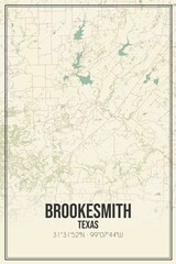 Retro US city map of Brookesmith, Texas. Vintage street map.