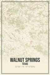 Retro US city map of Walnut Springs, Texas. Vintage street map.