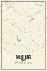 Retro US city map of Mertens, Texas. Vintage street map.