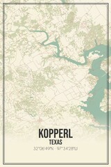Retro US city map of Kopperl, Texas. Vintage street map.