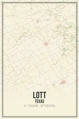 Fototapeta premium Retro US city map of Lott, Texas. Vintage street map.