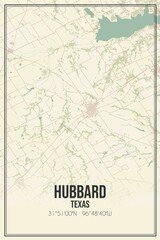 Retro US city map of Hubbard, Texas. Vintage street map.