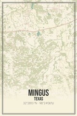Retro US city map of Mingus, Texas. Vintage street map.
