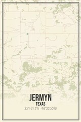 Retro US city map of Jermyn, Texas. Vintage street map.