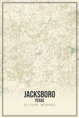 Retro US city map of Jacksboro, Texas. Vintage street map.