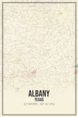 Retro US city map of Albany, Texas. Vintage street map.