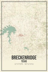 Retro US city map of Breckenridge, Texas. Vintage street map.