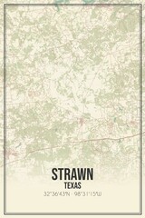 Retro US city map of Strawn, Texas. Vintage street map.