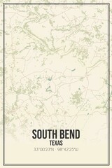 Retro US city map of South Bend, Texas. Vintage street map.
