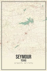 Retro US city map of Seymour, Texas. Vintage street map.