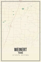 Retro US city map of Weinert, Texas. Vintage street map.