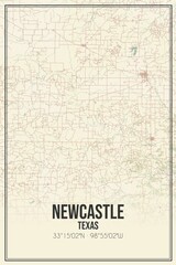 Retro US city map of Newcastle, Texas. Vintage street map.