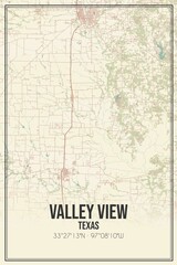Fototapeta na wymiar Retro US city map of Valley View, Texas. Vintage street map.