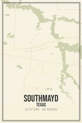 Retro US city map of Southmayd, Texas. Vintage street map.
