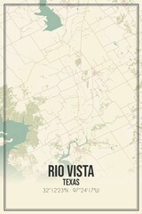 Retro US city map of Rio Vista, Texas. Vintage street map.