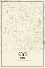 Retro US city map of Boyd, Texas. Vintage street map.