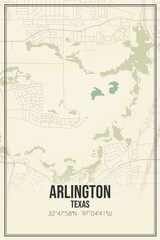 Obraz premium Retro US city map of Arlington, Texas. Vintage street map.