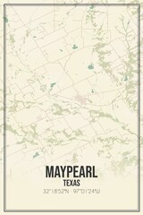 Retro US city map of Maypearl, Texas. Vintage street map.