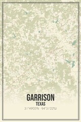 Retro US city map of Garrison, Texas. Vintage street map.