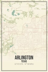 Obraz premium Retro US city map of Arlington, Texas. Vintage street map.