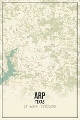Retro US city map of Arp, Texas. Vintage street map.