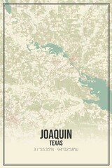 Retro US city map of Joaquin, Texas. Vintage street map.