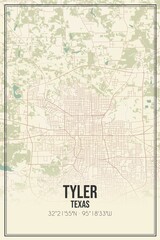 Fototapeta premium Retro US city map of Tyler, Texas. Vintage street map.
