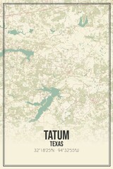 Retro US city map of Tatum, Texas. Vintage street map.