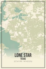 Retro US city map of Lone Star, Texas. Vintage street map.