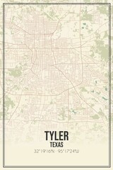Obraz premium Retro US city map of Tyler, Texas. Vintage street map.