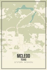Retro US city map of McLeod, Texas. Vintage street map.