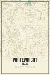 Retro US city map of Whitewright, Texas. Vintage street map.
