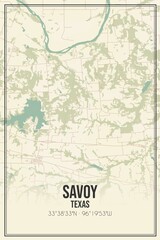 Retro US city map of Savoy, Texas. Vintage street map.